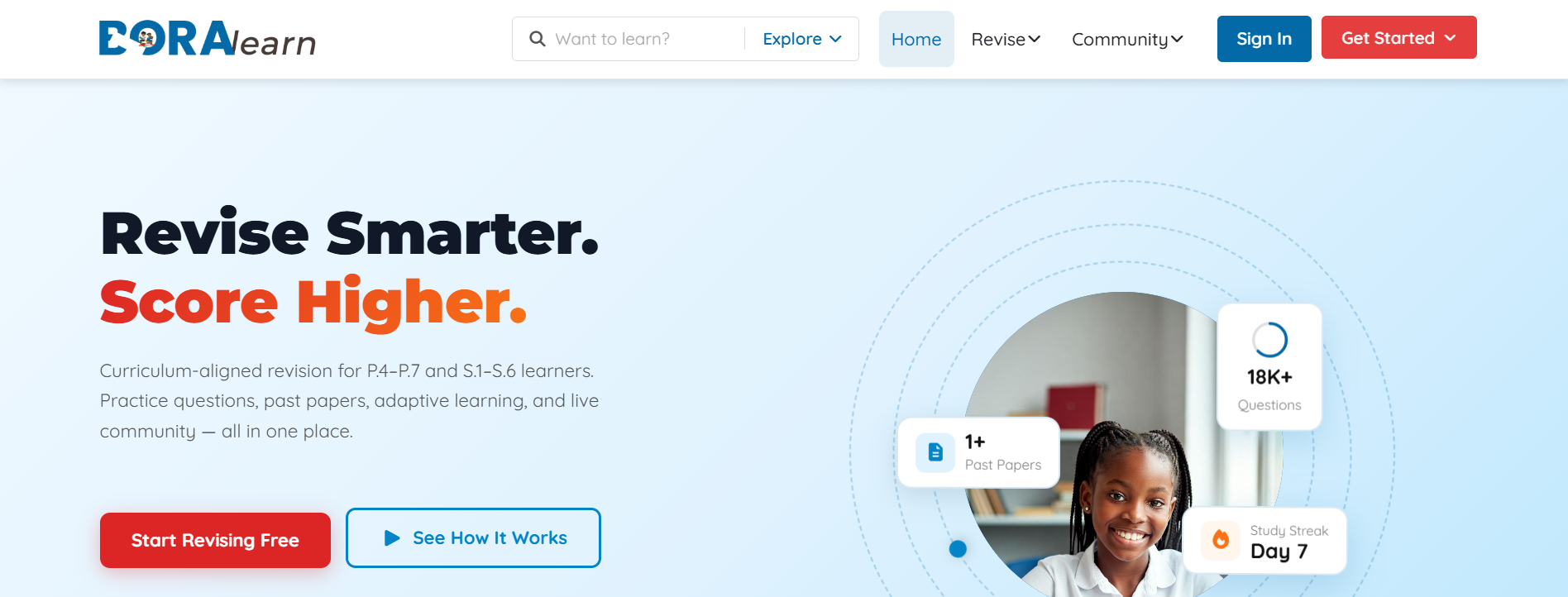 BORAlearn public learning website introducing revision, practice and learning resources.